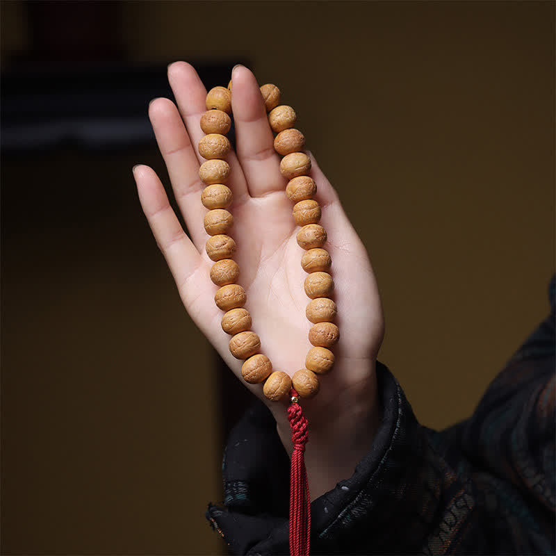 Wisdom and Grounding Phoenix Eye Bodhi Tibetan Engraved Tassel Wrist Mala