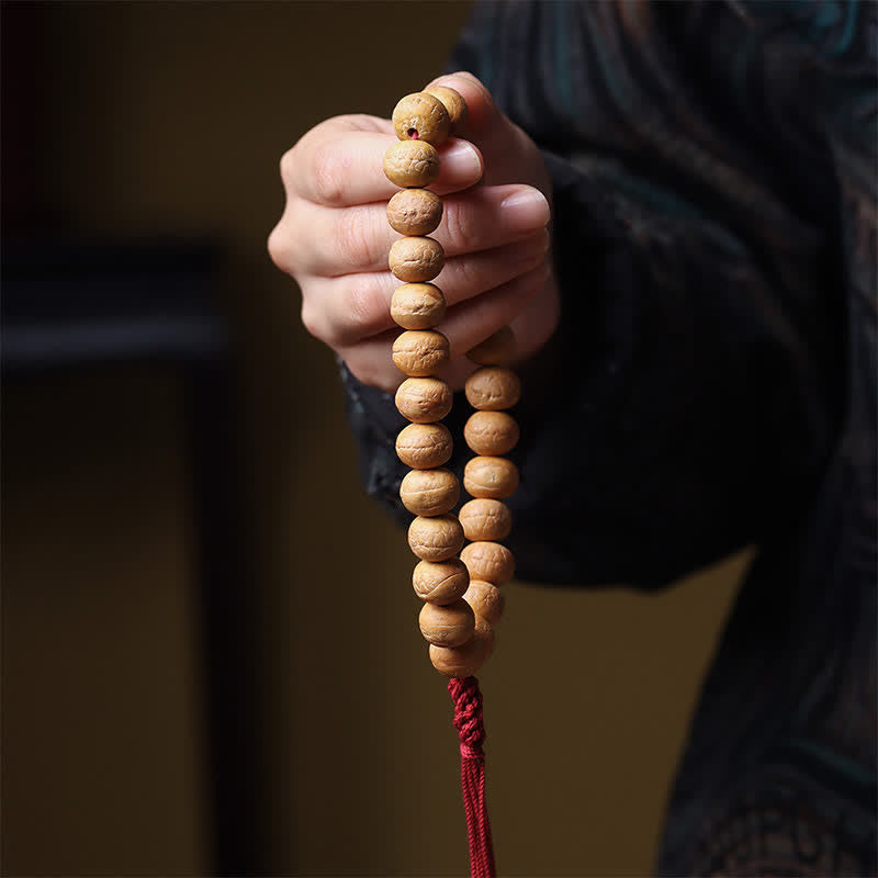 Wisdom and Grounding Phoenix Eye Bodhi Tibetan Engraved Tassel Wrist Mala