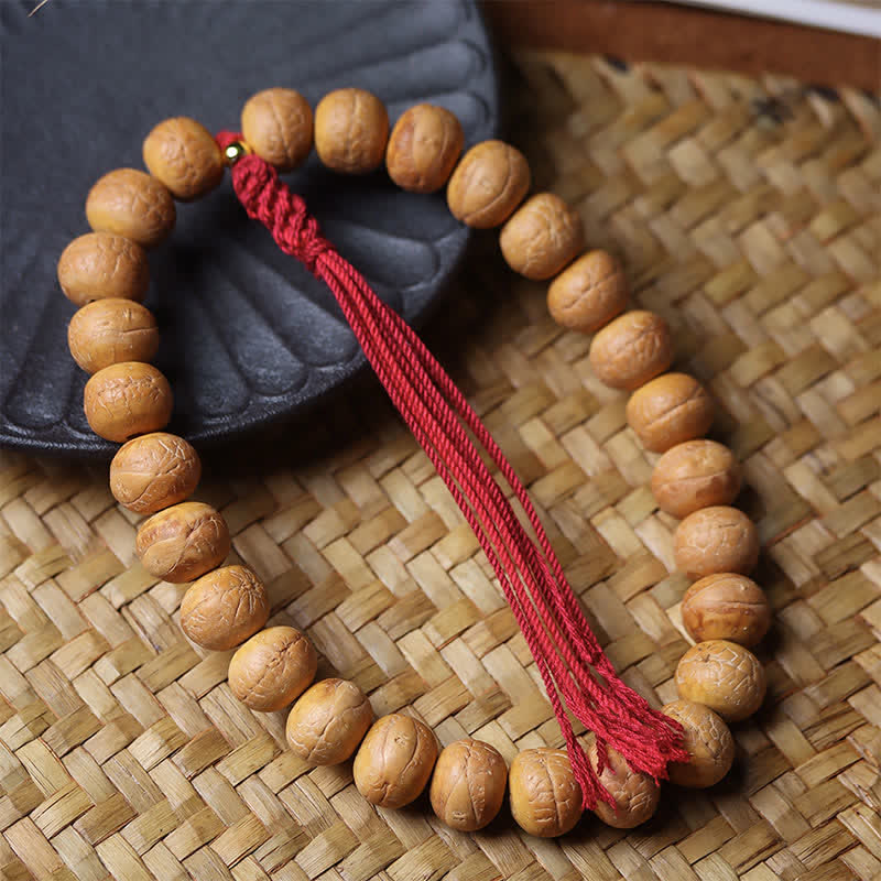 Nimara Ritual Phoenix Eye Bodhi Wisdom Tibetan Engraved Tassel Wrist Mala