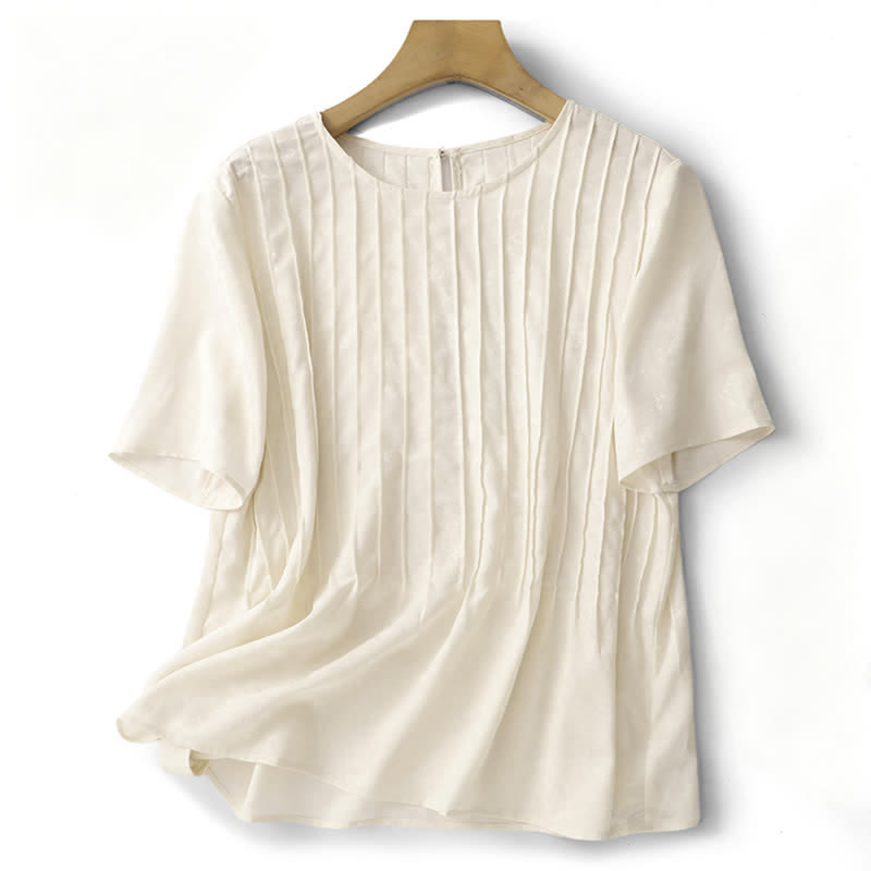 Nimara Ritual Summer Elegant Pleated Solid Women's Short Sleeve T-Shirts