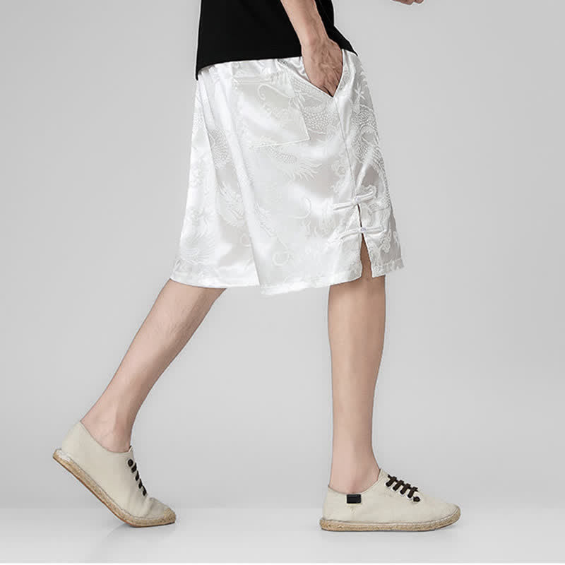 Nimara Ritual Summer Drawstring Dragon Frog Button Side Men's Shorts With Pockets