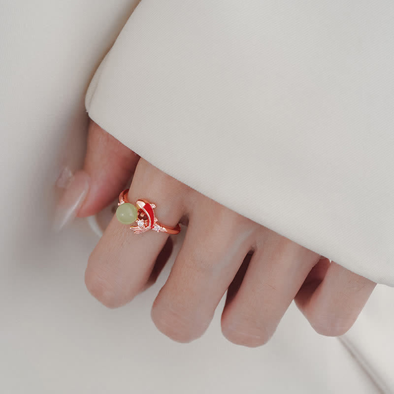 Luck and Success Copper Koi Fish Pearl Inspired Adjustable Ring