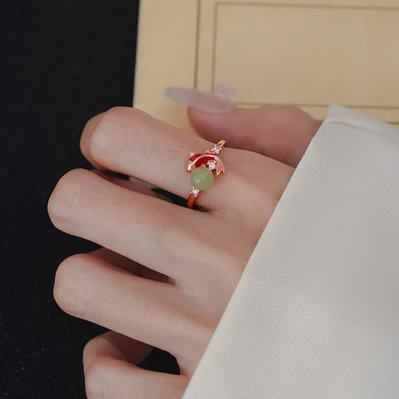 Nimara Ritual Copper Koi Fish Success Pearl Inspired Adjustable Open Ring