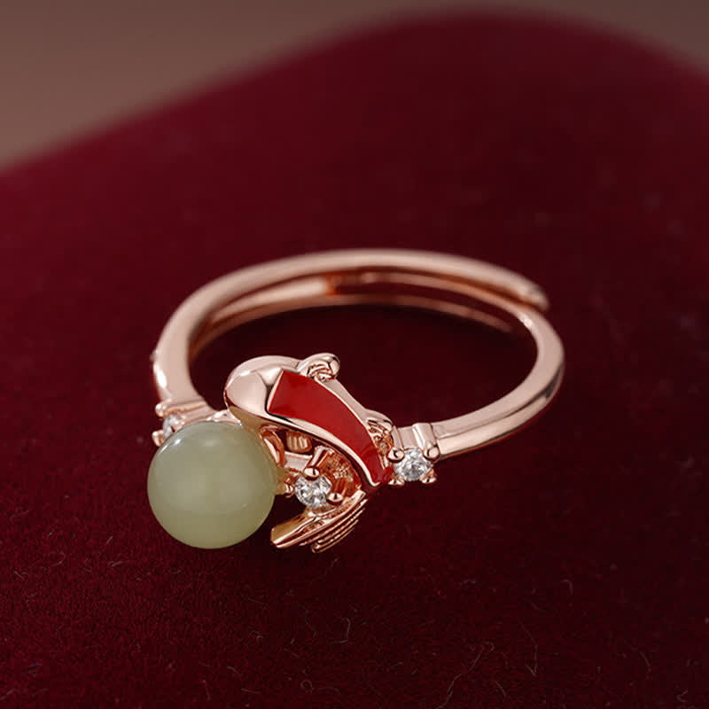Luck and Success Copper Koi Fish Pearl Inspired Adjustable Ring