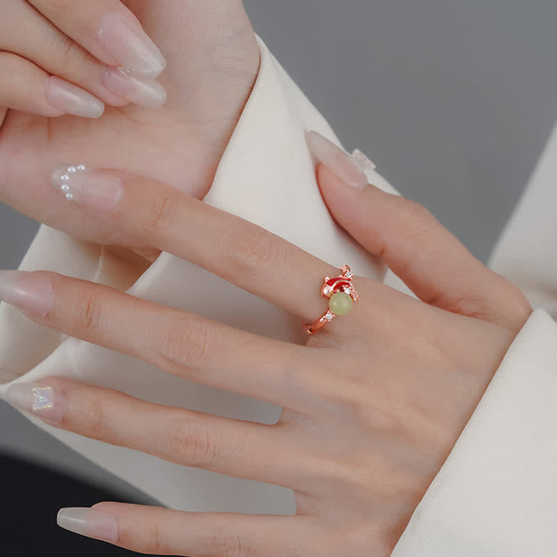 Luck and Success Copper Koi Fish Pearl Inspired Adjustable Ring