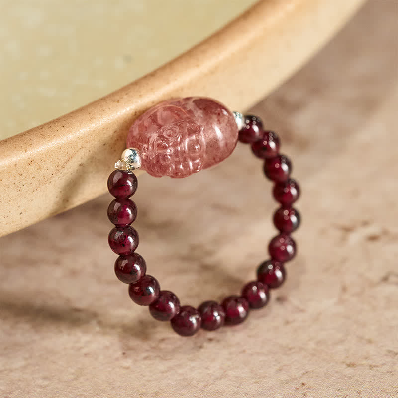 Nimara Ritual 3mm Mini Beads Natural Moonstone Tourmaline Garnet Pearl Strawberry Quartz PiXiu Healing Elastic Ring