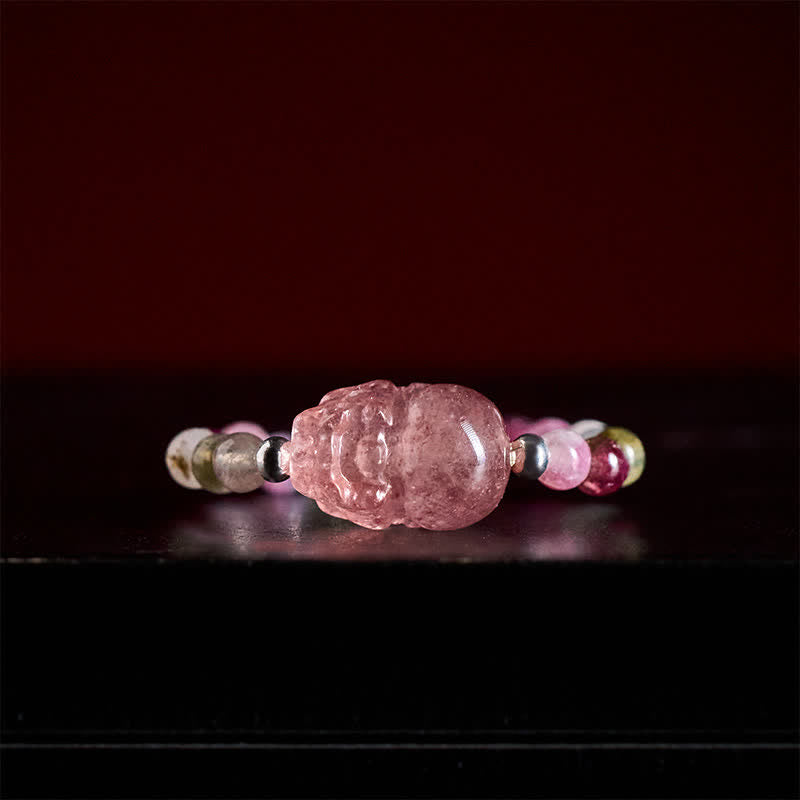 Nimara Ritual 3mm Mini Beads Natural Moonstone Tourmaline Garnet Pearl Strawberry Quartz PiXiu Healing Elastic Ring