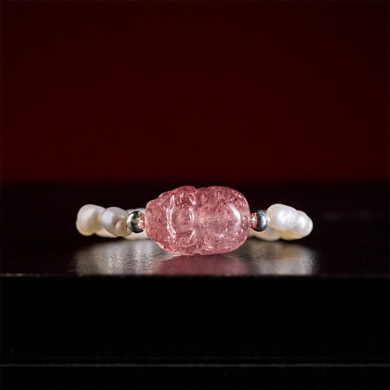 Nimara Ritual 3mm Mini Beads Natural Moonstone Tourmaline Garnet Pearl Strawberry Quartz PiXiu Healing Elastic Ring