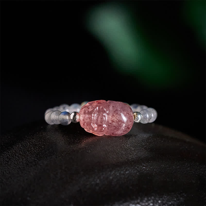 Nimara Ritual 3mm Mini Beads Natural Moonstone Tourmaline Garnet Pearl Strawberry Quartz PiXiu Healing Elastic Ring