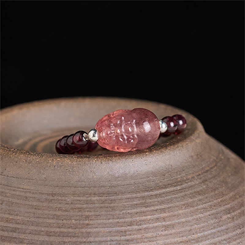 Nimara Ritual 3mm Mini Beads Natural Moonstone Tourmaline Garnet Pearl Strawberry Quartz PiXiu Healing Elastic Ring