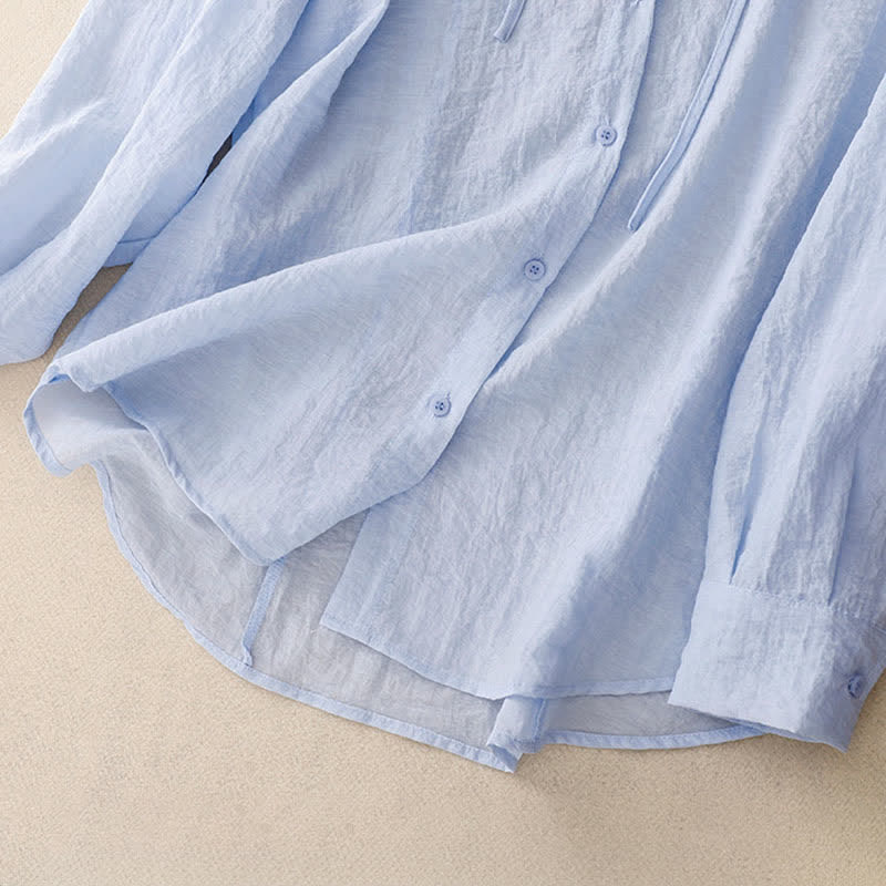 Nimara Ritual Summer Casual Drawstring Solid Hooded Women's Long Sleeve Shirts