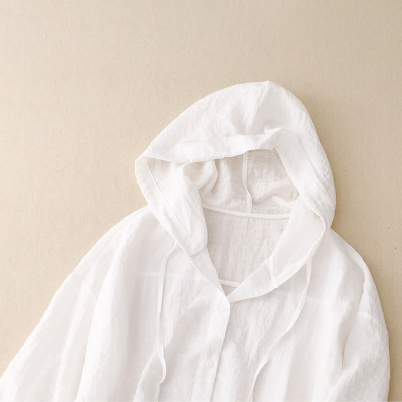 Nimara Ritual Summer Casual Drawstring Solid Hooded Women's Long Sleeve Shirts