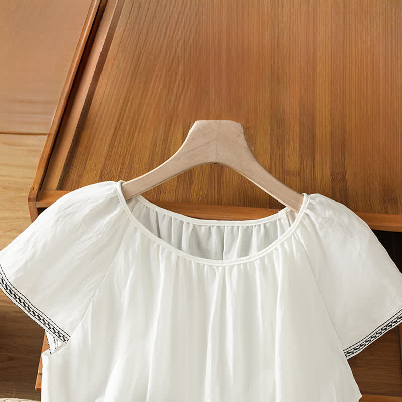 Nimara Ritual Summer Boho Embroidery Floral Women's Short Sleeve T-Shirts