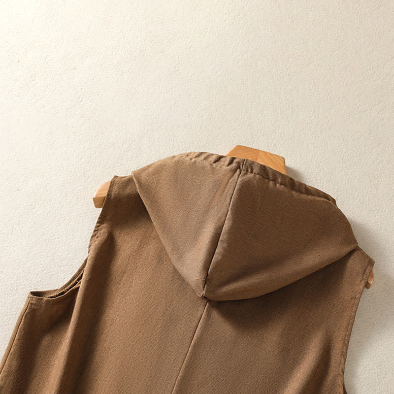 Nimara Ritual Summer Casual Drawstring Solid Zipper Design Women's Sleeveless Hooded Shirts With Pockets