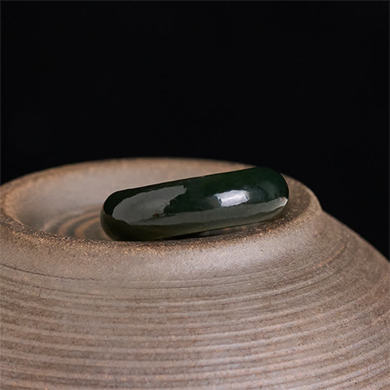 Healing and Luck Natural Cyan Jade Ring