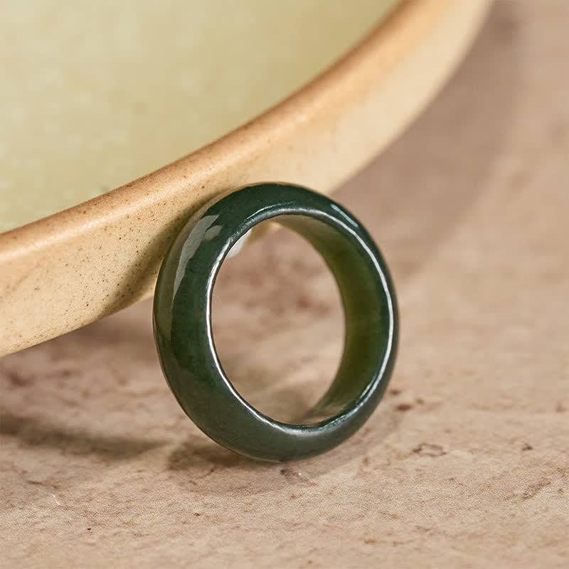Healing and Luck Natural Cyan Jade Ring