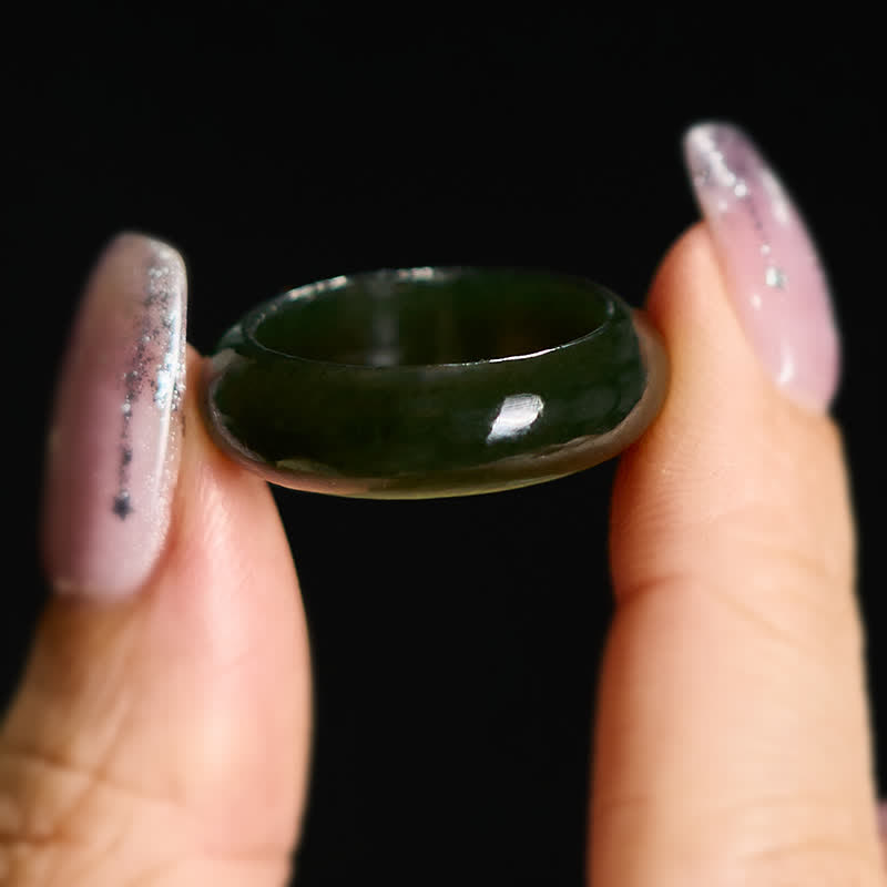 Healing and Luck Natural Cyan Jade Ring