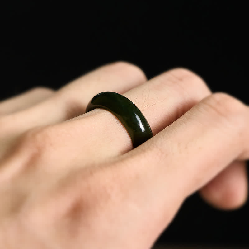 Healing and Luck Natural Cyan Jade Ring