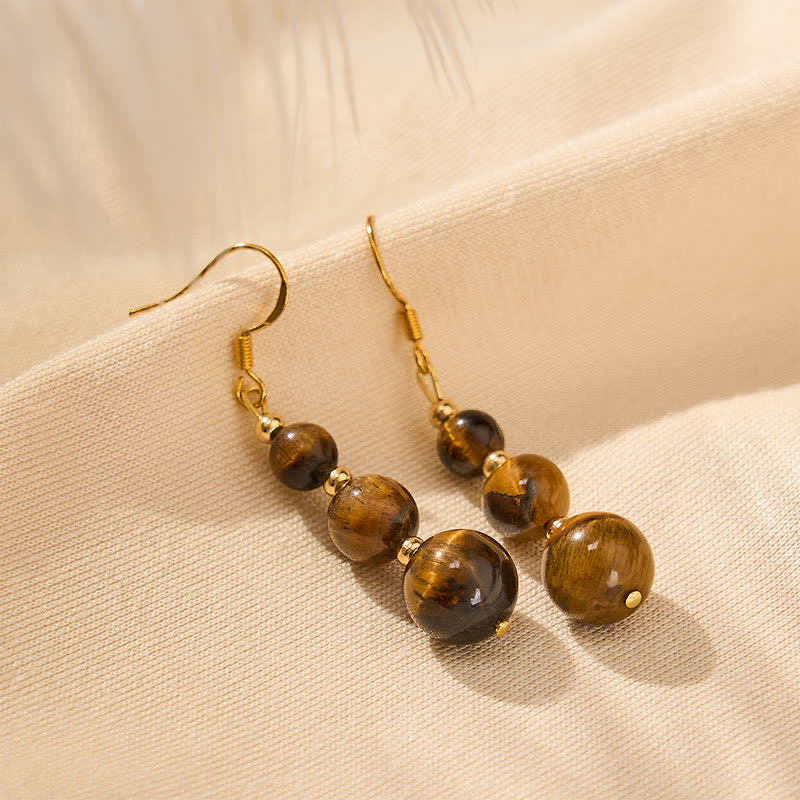 Nimara Ritual Natural Tiger Eye Retro String Beads Strength Earrings