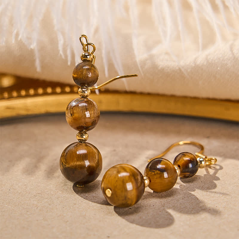 Nimara Ritual Natural Tiger Eye Retro String Beads Strength Earrings