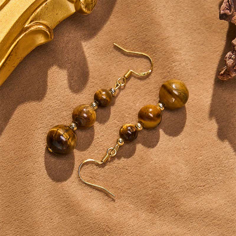 Nimara Ritual Natural Tiger Eye Retro String Beads Strength Earrings