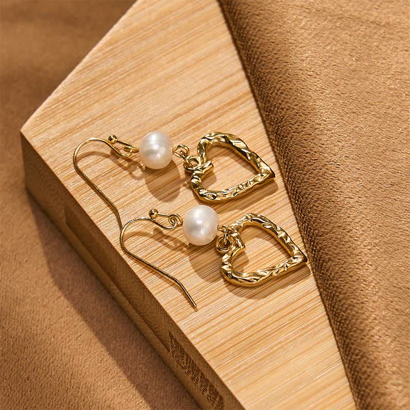 Nimara Ritual Natural Pearl Heart Shape Drop Dangle Healing Earrings