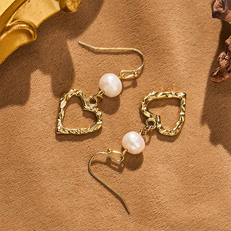 Nimara Ritual Natural Pearl Heart Shape Drop Dangle Healing Earrings