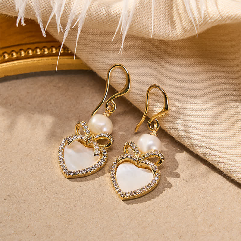 Nimara Ritual Copper Natural Pearl Heart Shape Drop Dangle Wisdom Earrings