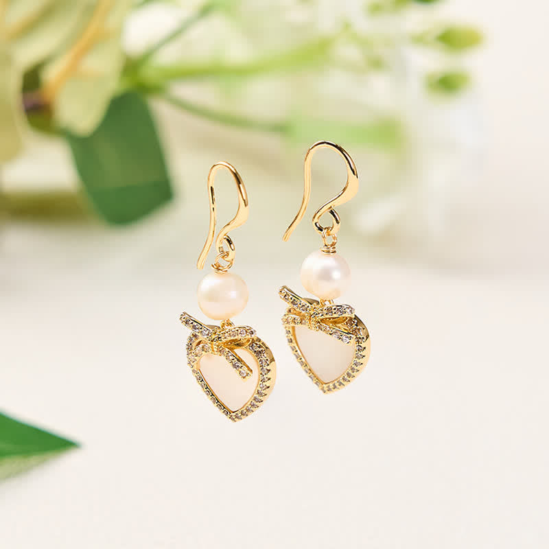 Nimara Ritual Copper Natural Pearl Heart Shape Drop Dangle Wisdom Earrings