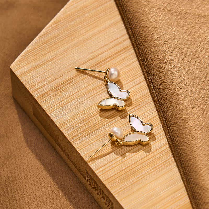 Nimara Ritual Copper Natural Pearl Butterfly Design Optimism Earrings