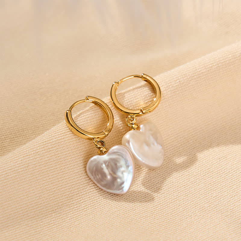 Nimara Ritual Retro Pearl Heart Shape Design Buckle Healing Earrings