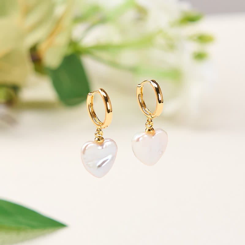 Nimara Ritual Retro Pearl Heart Shape Design Buckle Healing Earrings