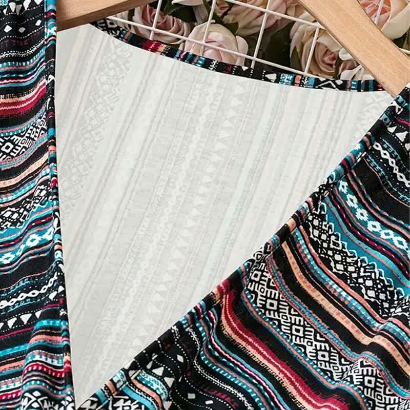 Nimara Ritual Summer Bohemian Stripes V-Neck Women's Summer Sleeveless Dress