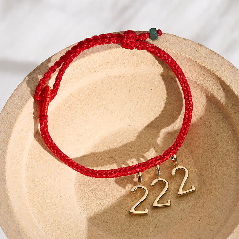 Nimara Ritual 777 444 333 222 111 Angel Number Red String Jade Protection Braided Bracelet