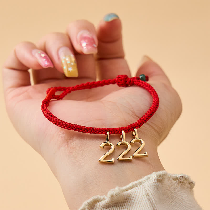 Nimara Ritual 777 444 333 222 111 Angel Number Red String Jade Protection Braided Bracelet