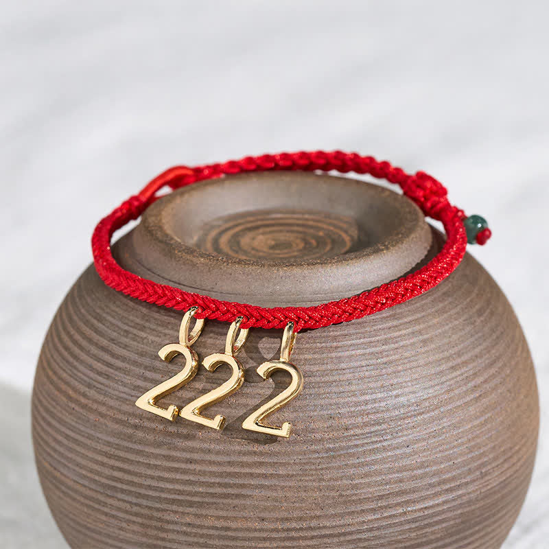 Nimara Ritual 777 444 333 222 111 Angel Number Red String Jade Protection Braided Bracelet