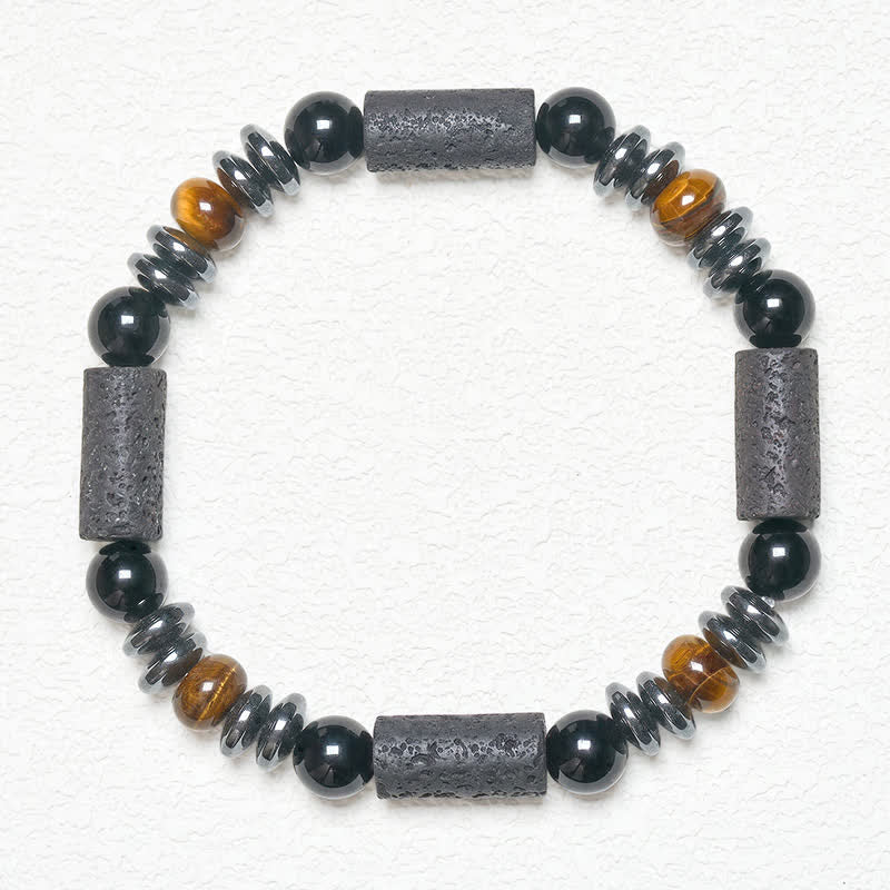Nimara Ritual Natural Tiger's Eye Obsidian Hematite Lava Rock Powerful Bracelet