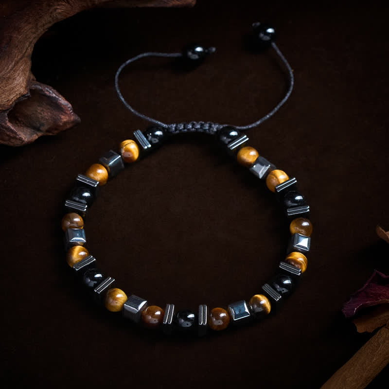 Nimara Ritual Natural Tiger's Eye Black Obsidian Hematite Support Bracelet