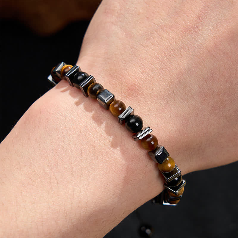 Nimara Ritual Natural Tiger's Eye Black Obsidian Hematite Support Bracelet