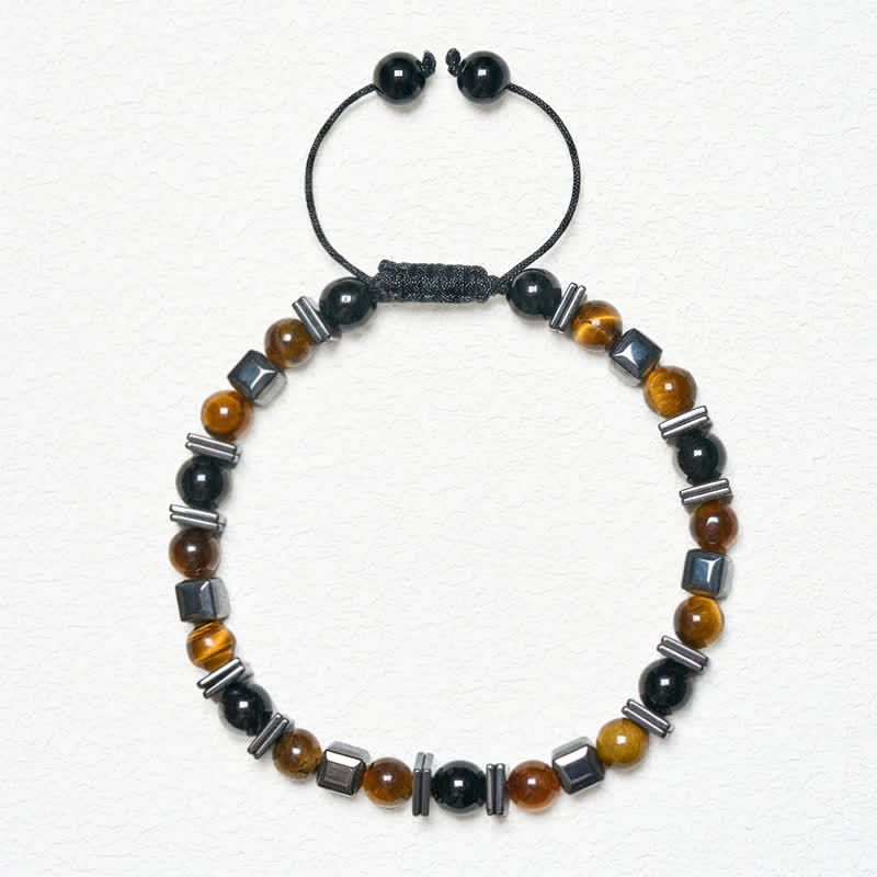 Nimara Ritual Natural Tiger's Eye Black Obsidian Hematite Support Bracelet