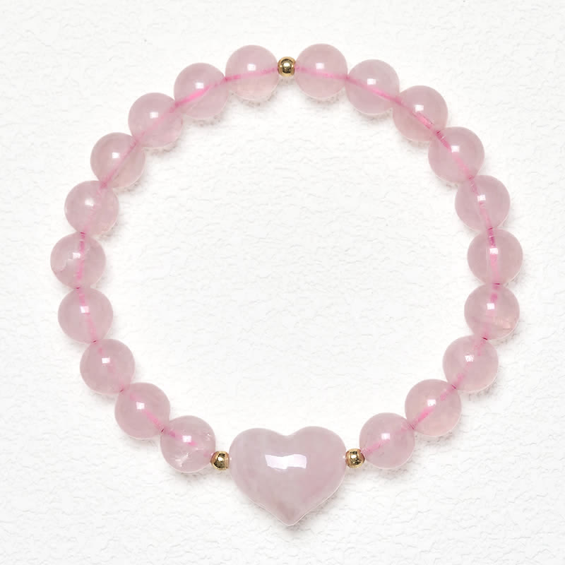 Nimara Ritual Natural Amethyst Green Aventurine Tiger Eye Strawberry Quartz Love Heart Spiritual Bracelet