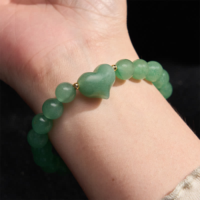 Nimara Ritual Natural Amethyst Green Aventurine Tiger Eye Strawberry Quartz Love Heart Spiritual Bracelet