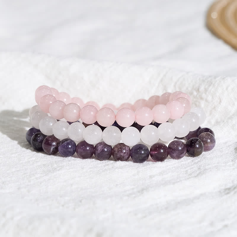 Nimara Ritual Amethyst Rose Quartz Crystal Spiritual Awareness Bracelet