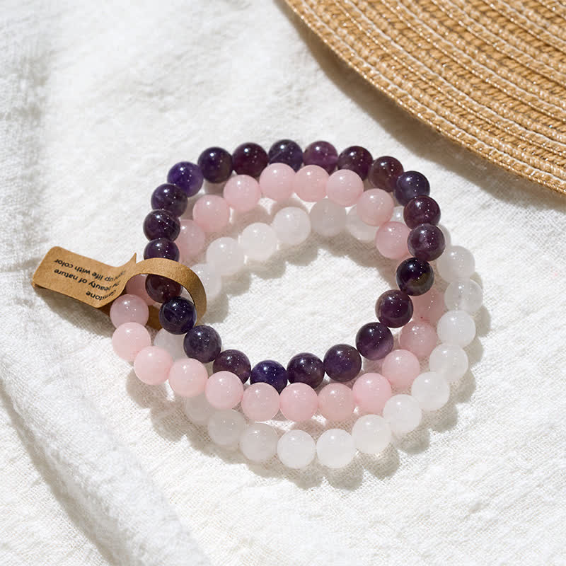 Nimara Ritual Amethyst Rose Quartz Crystal Spiritual Awareness Bracelet