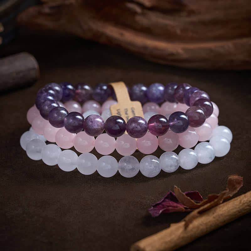 Nimara Ritual Amethyst Rose Quartz Crystal Spiritual Awareness Bracelet