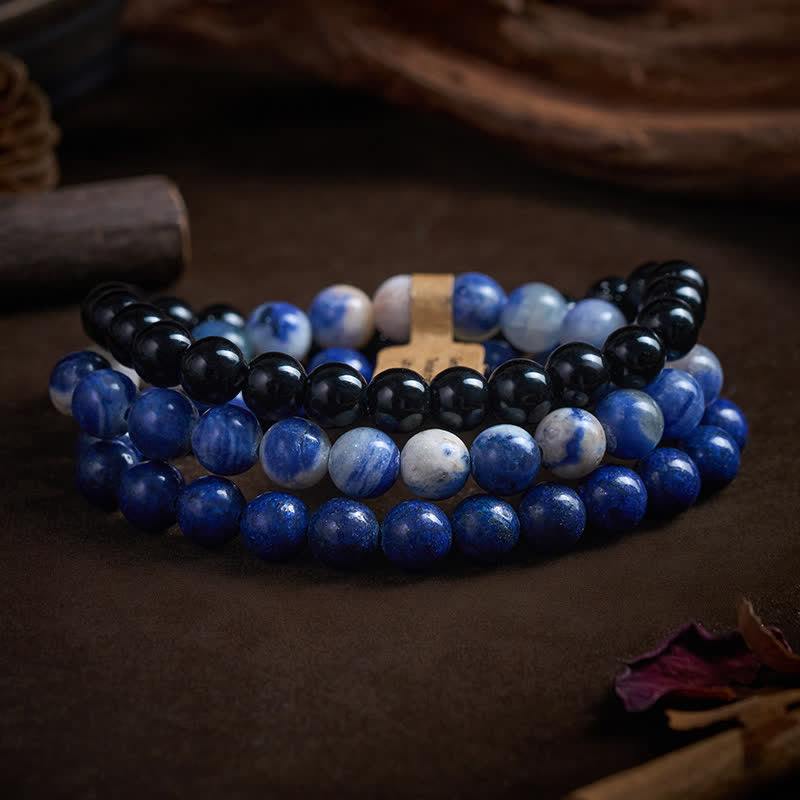 Nimara Ritual Lazurite Lapis Lazuli Sodalite Black Onyx Bead Positive Bracelet