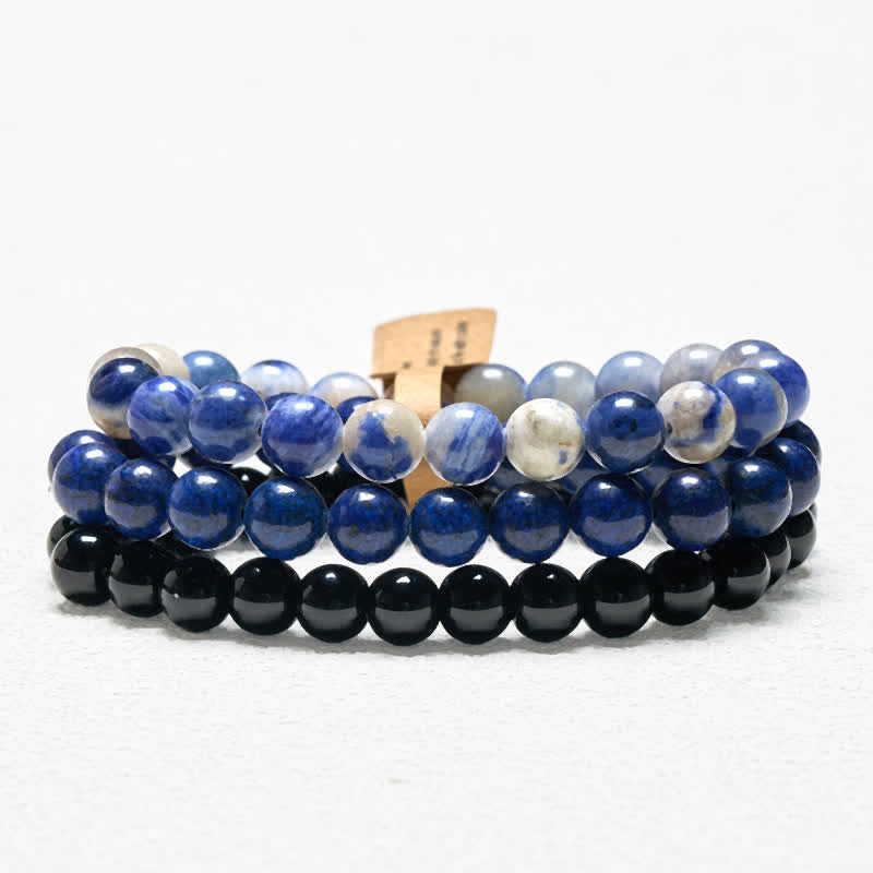 Nimara Ritual Lazurite Lapis Lazuli Sodalite Black Onyx Bead Positive Bracelet