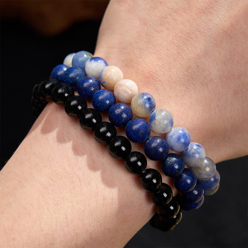 Nimara Ritual Lazurite Lapis Lazuli Sodalite Black Onyx Bead Positive Bracelet