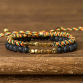 Cure and Activate 2Pcs Natural Frosted Stone Bead Copper String Bracelet