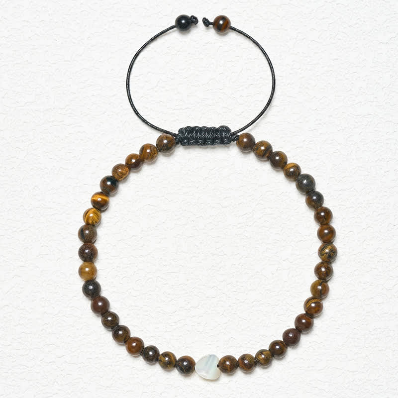 Nimara Ritual Natural Small Tiger Eye Beads Love Heart Power String Bracelet